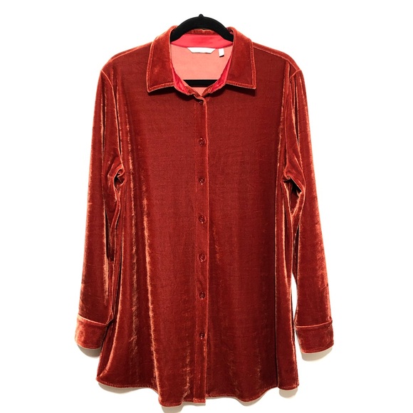 Soft surroundings velvet boyfriend shirt Clearance